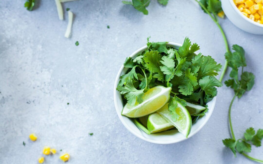 bowl of coriander and lemon