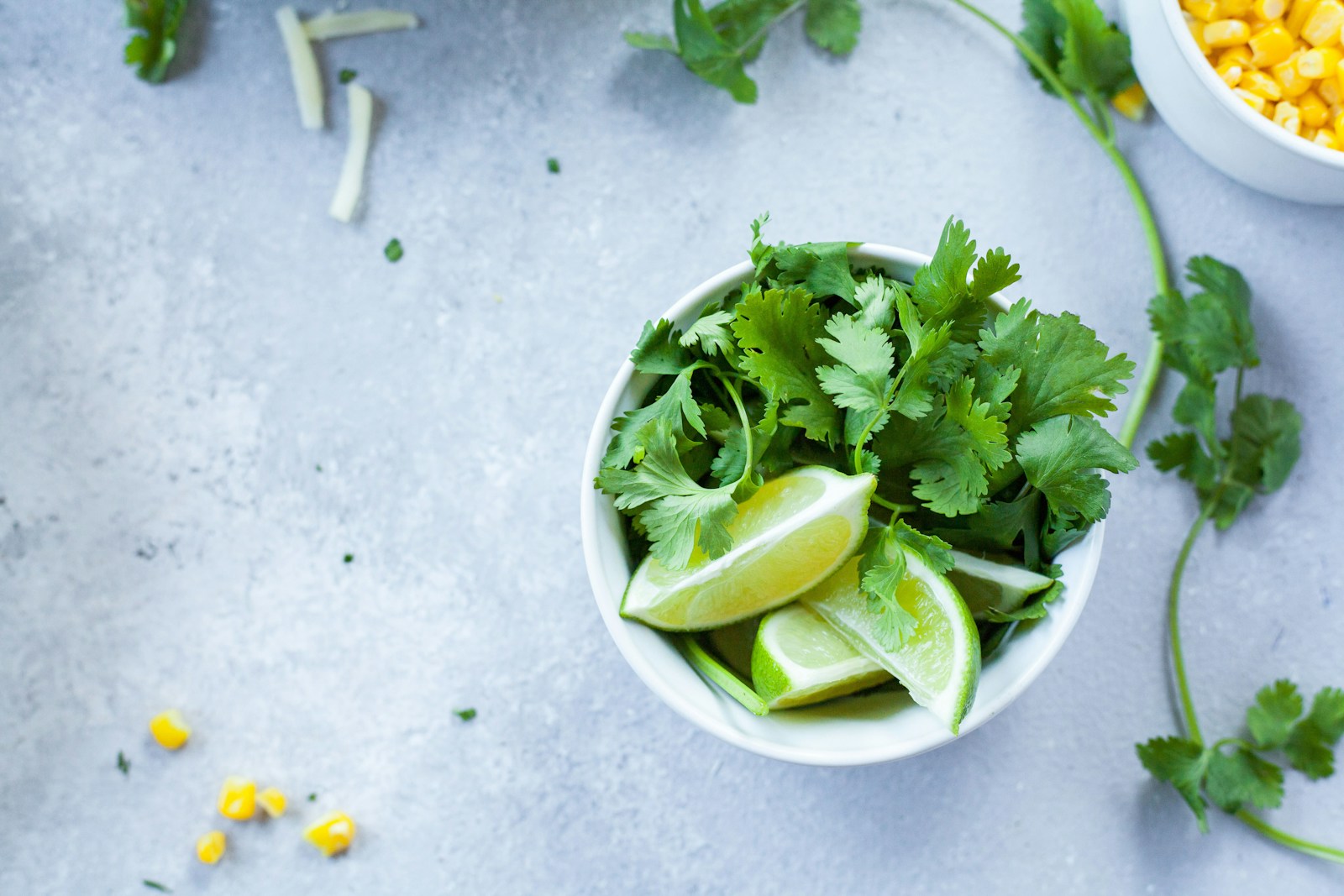 bowl of coriander and lemon